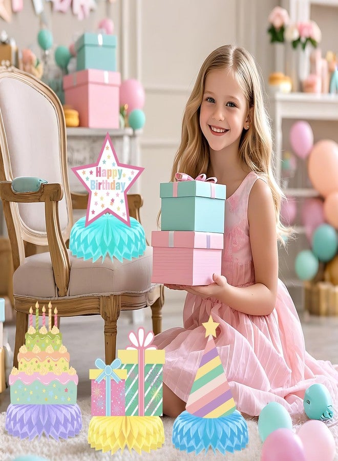 Woosytoo 12 Pieces Happy Birthday Centerpiece Decorations Pastel Birthday Table Decorations Rainbow Macaron Bday Centerpieces for Tables for Girls Women Pastel Birthday Party Supplies - Image 3