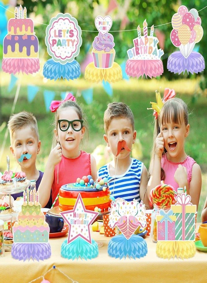 Woosytoo 12 Pieces Happy Birthday Centerpiece Decorations Pastel Birthday Table Decorations Rainbow Macaron Bday Centerpieces for Tables for Girls Women Pastel Birthday Party Supplies - Image 2
