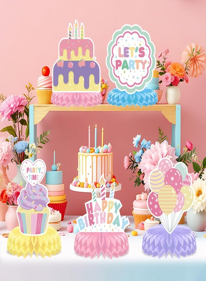 Woosytoo 12 Pieces Happy Birthday Centerpiece Decorations Pastel Birthday Table Decorations Rainbow Macaron Bday Centerpieces for Tables for Girls Women Pastel Birthday Party Supplies - Image 4