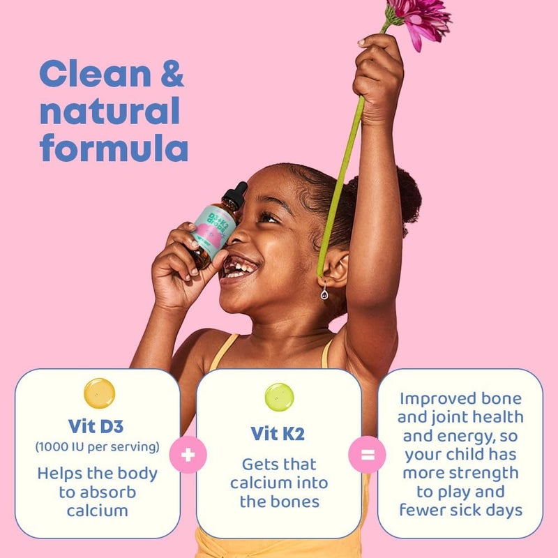 JoySpring Vitamin D3 Kids Drops with K2  Liquid Supplement for Calcium Absorption  Joint Health  360 Servings 2 fl oz  Vitamin D Kids Ages 318 - Image 5