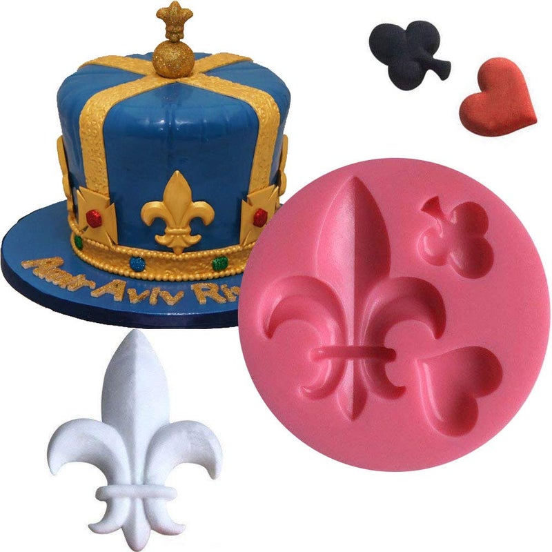 Anyana Heart fleur de lys silicone mould cake Fondant poker gum paste mold for Sugar paste wedding party cupcake decorating topper decoration sugarcraft icing biscuit pastry