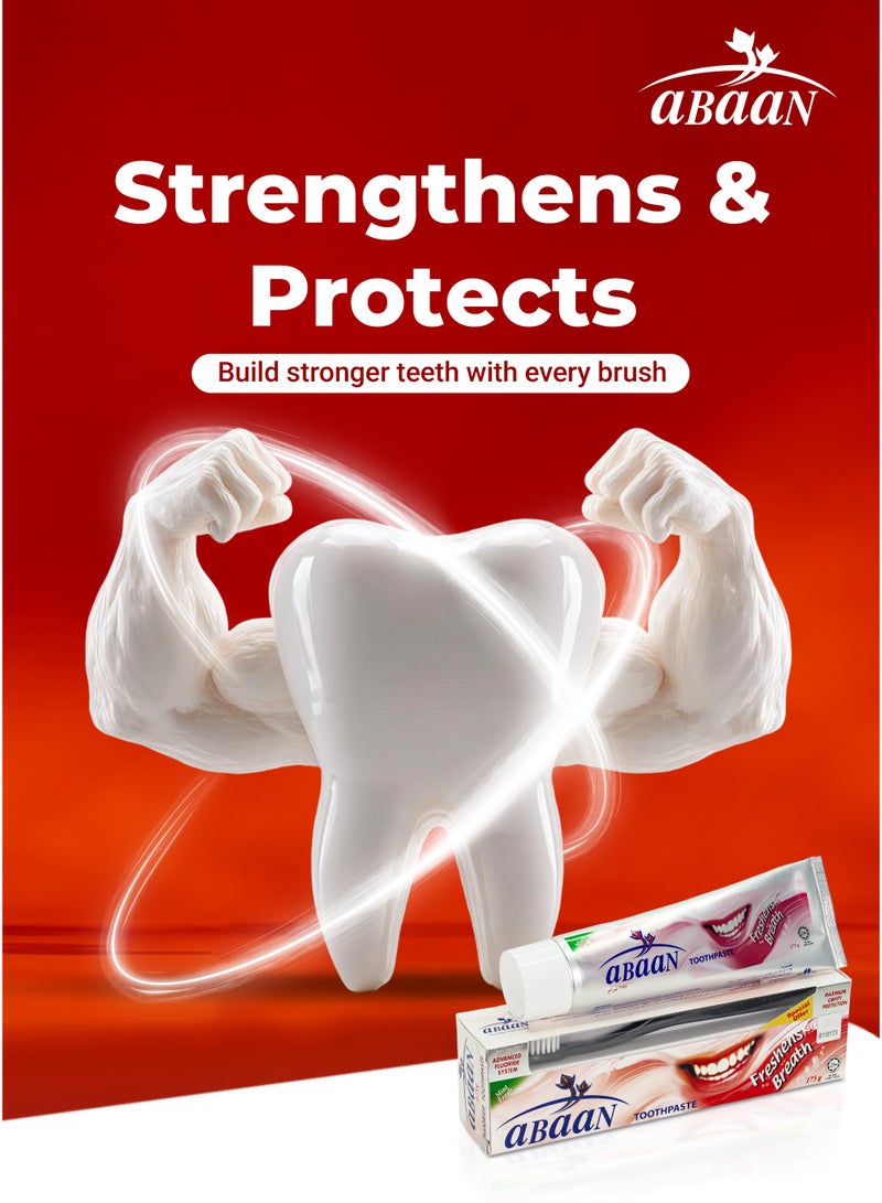 ABAAN Mint Fresh 175g Toothpaste with Advanced Fluoride System, Maximum Cavity protection, Refreshing Mint Taste, Freshens Breath, 1 Concord Toothbrush is Free - Image 3