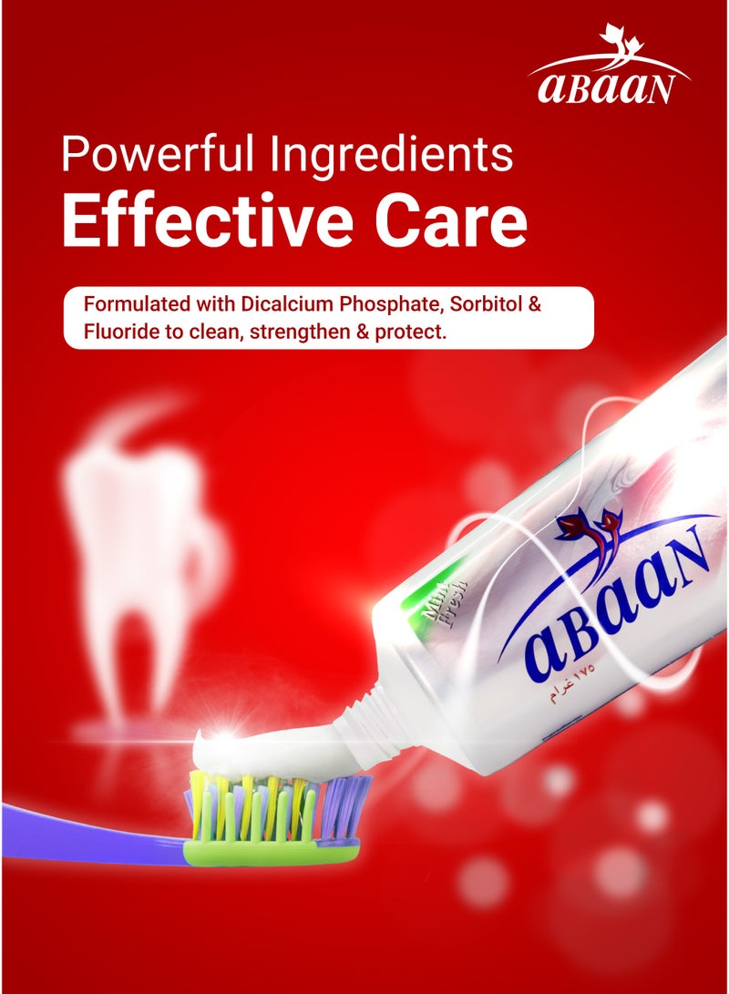 ABAAN Mint Fresh 175g Toothpaste with Advanced Fluoride System, Maximum Cavity protection, Refreshing Mint Taste, Freshens Breath, 1 Concord Toothbrush is Free - Image 5