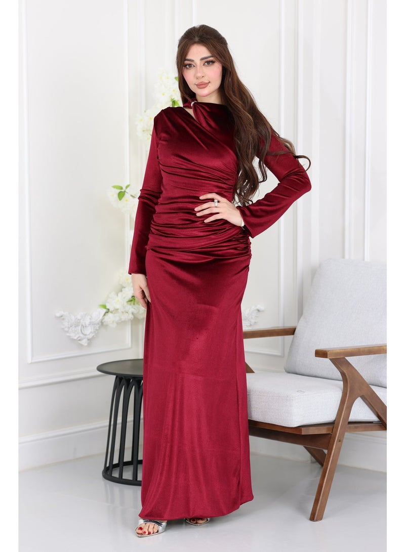 المصمم الحديث فستان مخمل ناعم سهرة  خيارك الأكيد لإطلالة ما تنُسي في مناسباتك الكبيرة من براند المصمم الحديث - Image 1