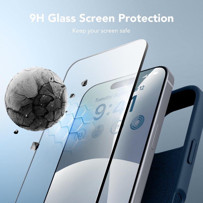 GONEZ Magnetic for iPhone 16 Pro Case, Compatible with MagSafe, [Screen Protector + Camera Lens Protector], Silicone Shockproof Anti-Scratch Protective Phone Case 6.3 inch, Dark Blue - Image 5