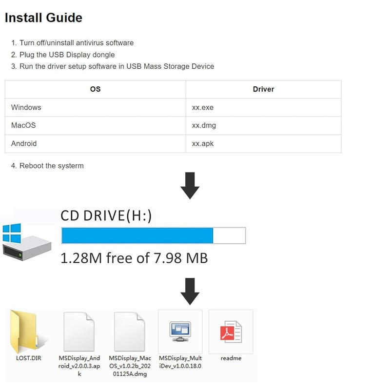 GR Deals GR Deals USB to HDMI VGA Adapter, USB 3.0 to HDMI Converter 1080P HDTV and VGA Sync Output Support Windows 10/8/7 Only. Black. - Image 3
