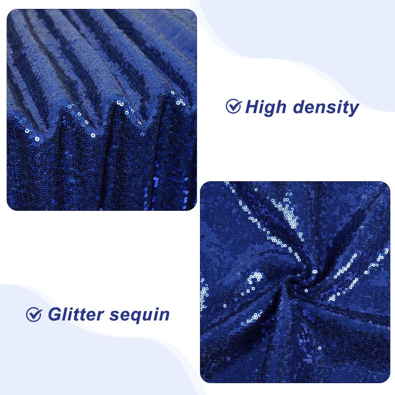 PartyDelight تنورة طاولة لامعة باللون الأزرق الداكن بطول 6 أقدام لحفلات عيد الميلاد والزفاف والاحتفالات - Image 2