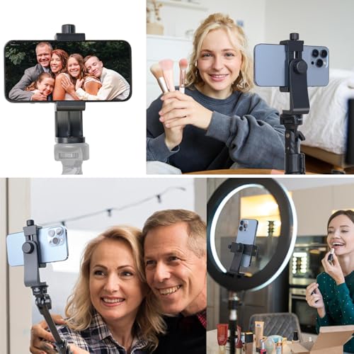 Ruittos Phone Tripod Mount Adapter with Camera Remote Controller, Cell Phone Holder Clip with Adjustable Clamp Compatible with iPhone, Samsung, HTC, Huawei etc., Include Wrist Strap - Image 3