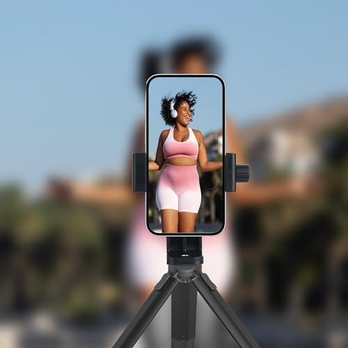 Ruittos Phone Tripod Mount Adapter with Camera Remote Controller, Cell Phone Holder Clip with Adjustable Clamp Compatible with iPhone, Samsung, HTC, Huawei etc., Include Wrist Strap - Image 2