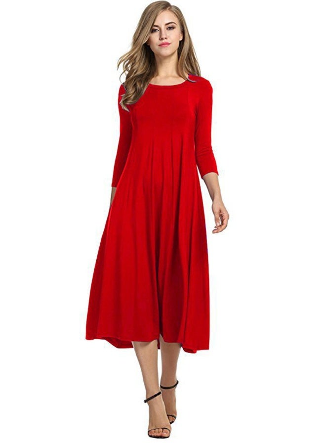 NIBEMINENT Women's 3/4 Sleeve A-line and Flare Midi Long Dress - Image 1