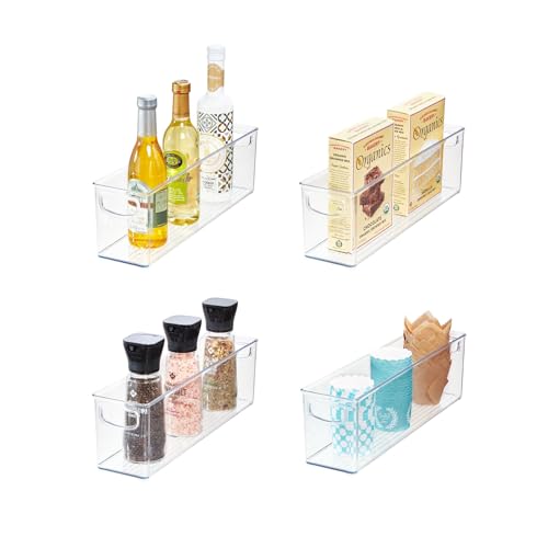 InterDesign iDesign Small Stackable Storage Bins with Handles for Pantry or Fridge Set of 4 Clear Made in USA