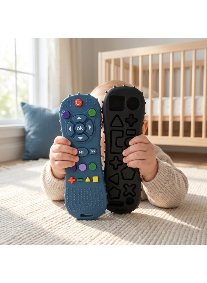 CozyNook 2 PCS Baby Silicone Remote Control Teether Set, Soft Sensory Chew Toys for Infants, BPA Free Textured Teething Toys for Babies 3-12 Months, Early Learning Toy - Image 4