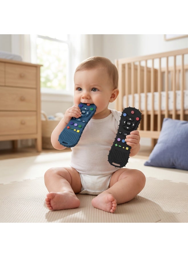 CozyNook 2 PCS Baby Silicone Remote Control Teether Set, Soft Sensory Chew Toys for Infants, BPA Free Textured Teething Toys for Babies 3-12 Months, Early Learning Toy - Image 1