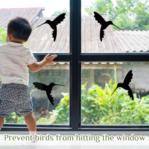Dunzoom 8 Pcs Retractable Screen Door Stickers Keep Children Safe Sliding Glass Door Decals Screen Window Sliding Caution for Window Safety, Warn Alert Dogs, Kids, Birds(Black,Hummingbirds) - Image 4