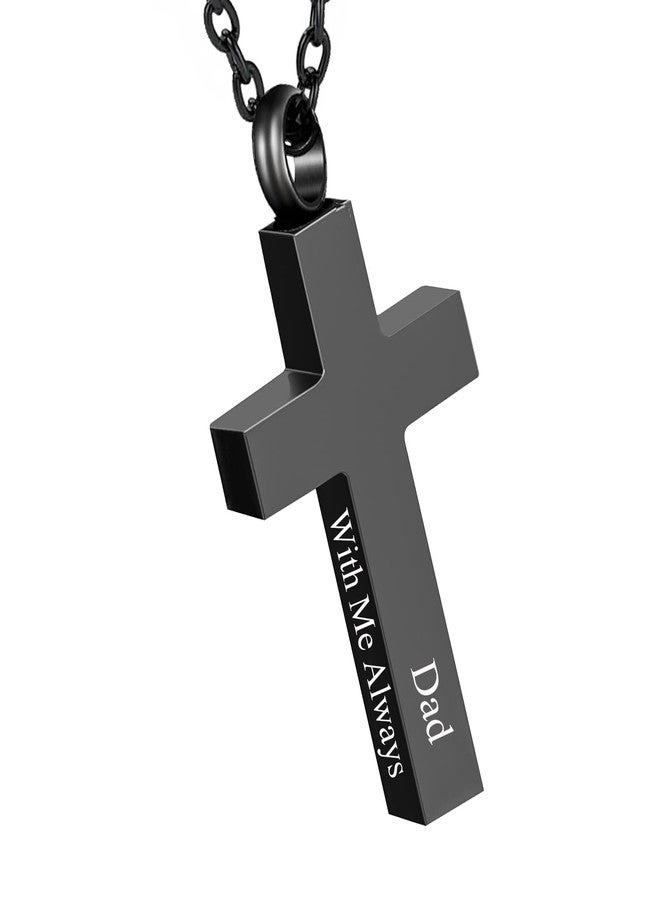 RIPFEVURN Cremation Jewelry Black Cross Urn Necklaces for Ashes for Women Men Human Ashes with Me Always Memorial Keepsake Pendant, Stainless Steel, No Gemstone - Image 1