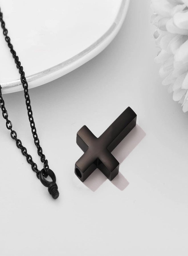 RIPFEVURN Cremation Jewelry Black Cross Urn Necklaces for Ashes for Women Men Human Ashes with Me Always Memorial Keepsake Pendant, Stainless Steel, No Gemstone - Image 5