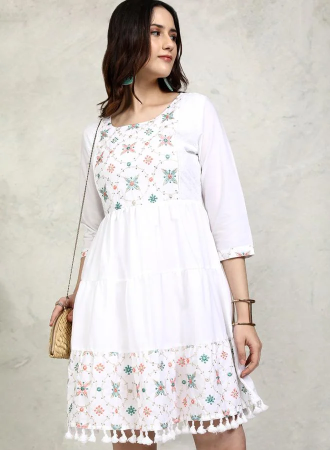 Vishudh Embroidered Tassel Dress