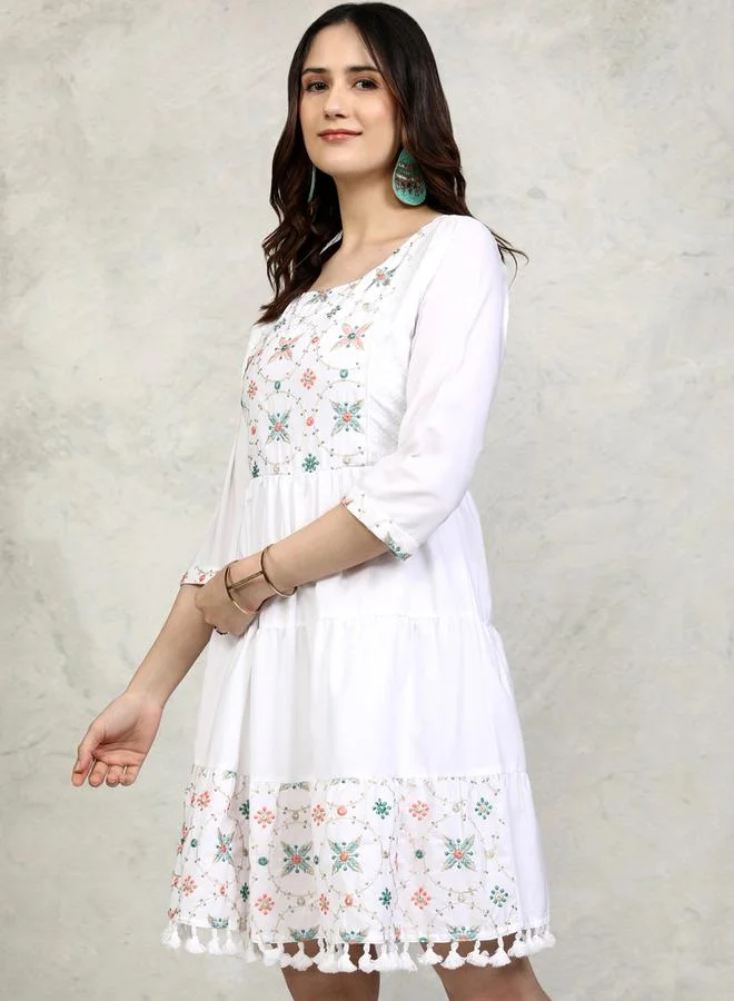 Vishudh Embroidered Tassel Dress