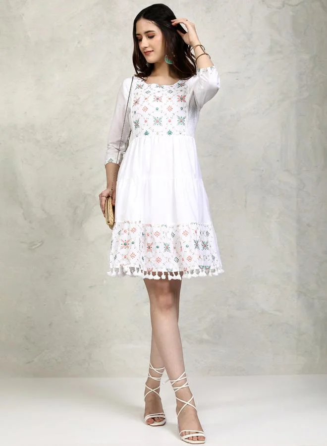 Vishudh Embroidered Tassel Dress