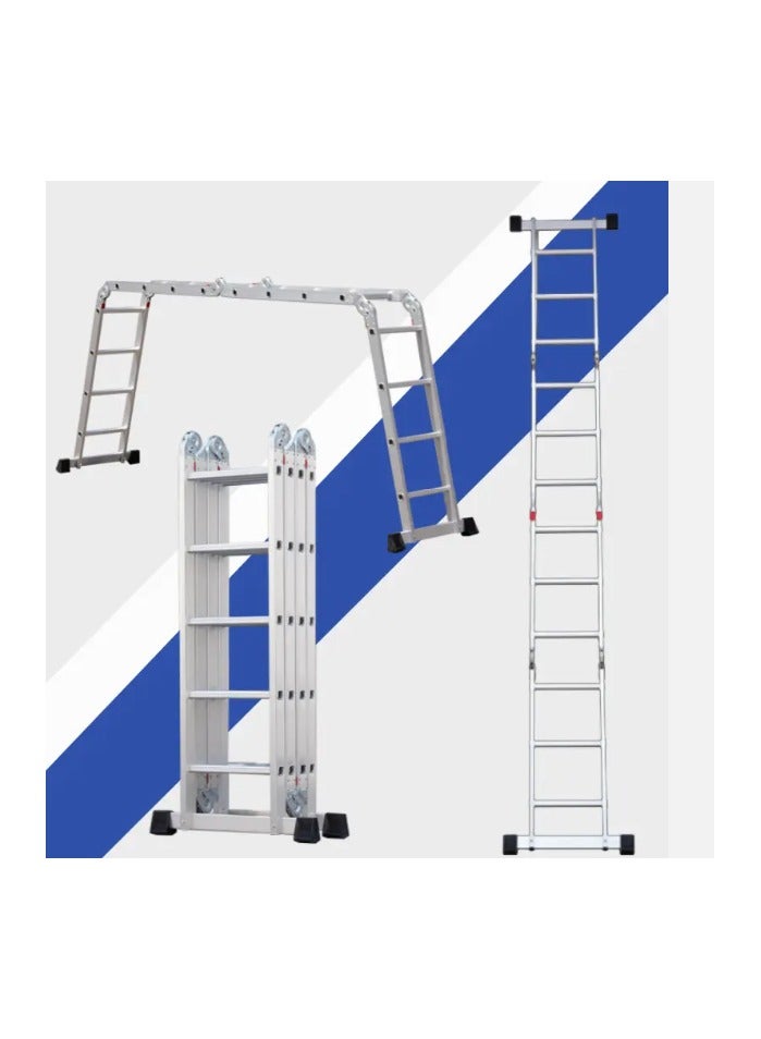 Multifunctional Ladder – 4x3 Steps, 12-Step Adjustable Ladder, Extends to 3.6 Meters, Lightweight Aluminum, Sturdy Design for Home, Office, and Outdoor Use, Easy to Store and Transport, Safety Features Included - Image 1