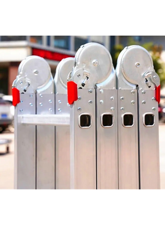 Multifunctional Ladder – 4x3 Steps, 12-Step Adjustable Ladder, Extends to 3.6 Meters, Lightweight Aluminum, Sturdy Design for Home, Office, and Outdoor Use, Easy to Store and Transport, Safety Features Included - Image 2