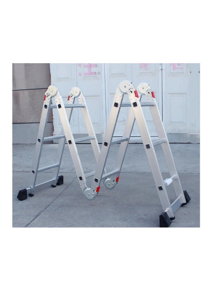 Multifunctional Ladder – 4x3 Steps, 12-Step Adjustable Ladder, Extends to 3.6 Meters, Lightweight Aluminum, Sturdy Design for Home, Office, and Outdoor Use, Easy to Store and Transport, Safety Features Included - Image 4