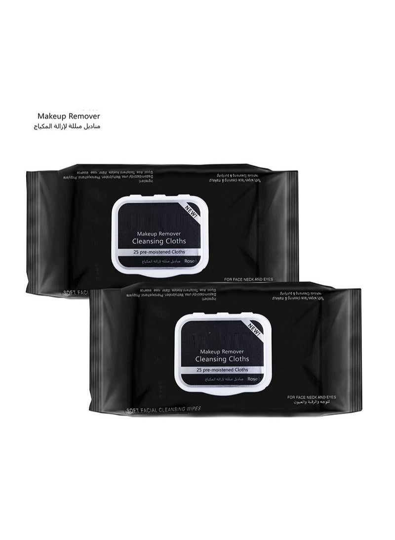 Generic Cleansing Towelettes And Make Up Remover 25 Pcs White Of two pieces  - Image 1