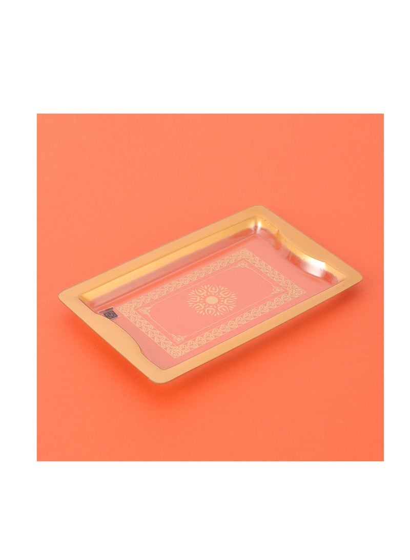 Royalford Acrylic Serving Tray- RF11237| Rectangular Tray Set with an Elegant and Sleek Design, Durable and Long-Lasting Plastic Construction| Set Includes: Small, Medium and Large, Multi-Purpose Tray Set Ideal for Serving Tea, Drinks, Food, Decor Items Gold/Clear - Image 5