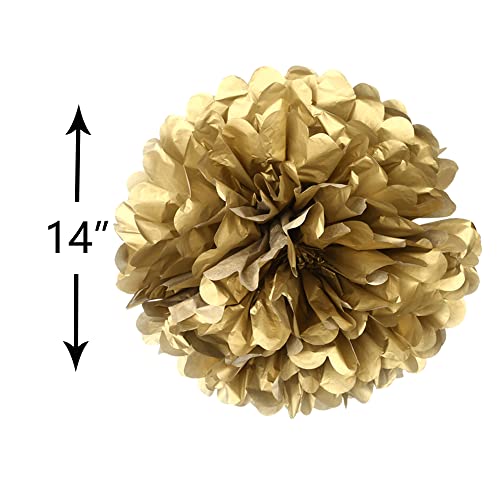 Adeer 14" Red and Gold Tissue Pom Poms Kit DIY Decorative Paper Flowers Ball for Christmas New Years Eve Party Wedding Baby Shower Graduation Birthday Party Home Outdoor Hanging Decorations, Pack of 10 - Image 2