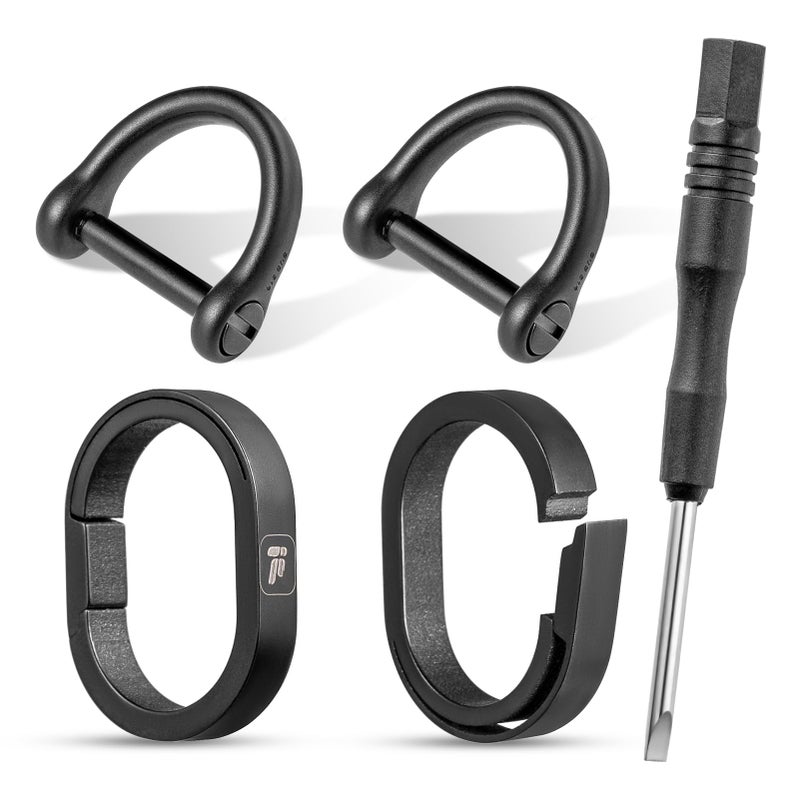 FEGVE D Ring Keychain with Screw Shackle D Shape Durable Key Ring for Car Key DIY Leather Craft Purse12inch4 pcs Matte Black - Image 3