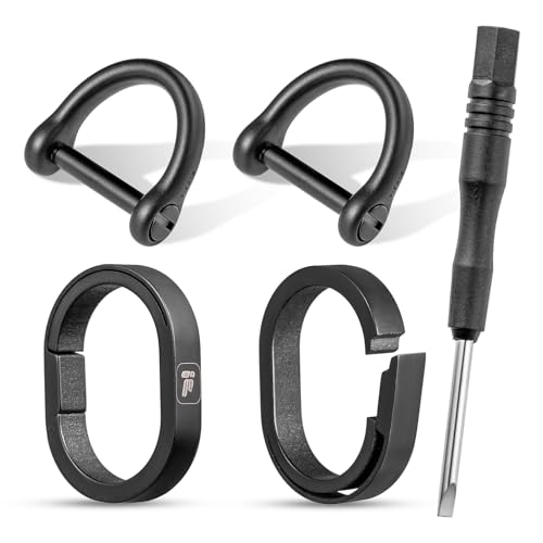 FEGVE D Ring Keychain with Screw Shackle D Shape Durable Key Ring for Car Key DIY Leather Craft Purse12inch4 pcs Matte Black - Image 1