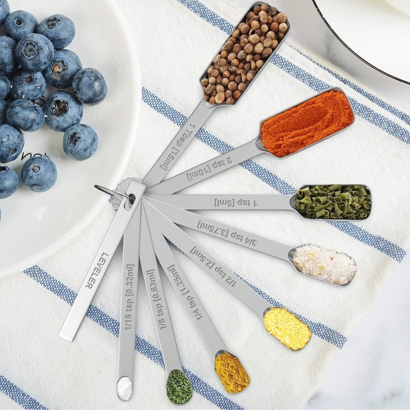 Wildone Measuring Cups & Spoons Set of 21 - Includes 7 Stainless Steel Nesting Cups, 8 Measuring Spoons, 1 Leveler & 5 Mini Measuring Spoons, Ideal for Dry and Liquid Ingredients - Image 5