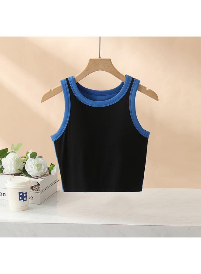 VUELO New Style With Chest Pad Front And Rear Contrast Color Navel Vest Short Inner Base Camisole Women's Summer Outer Wear  - Image 1