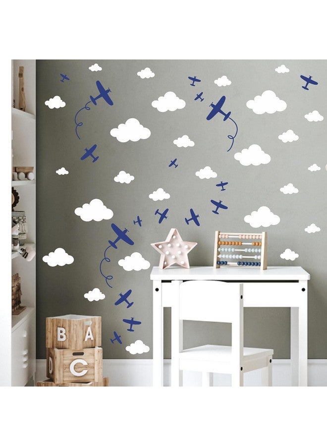 Barri Design Airplane Wall Stickers Aircraft Plane Wall Decals Peel and Stick White Cloud Wall Decals Removable Vinyl Clouds Wall Stickers Vehicle Decal for Boys Room Nursery Kids Bedroom Decor - Image 3