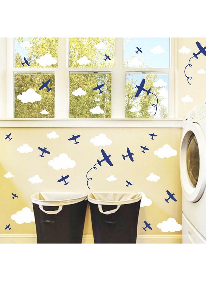 Barri Design Airplane Wall Stickers Aircraft Plane Wall Decals Peel and Stick White Cloud Wall Decals Removable Vinyl Clouds Wall Stickers Vehicle Decal for Boys Room Nursery Kids Bedroom Decor - Image 4