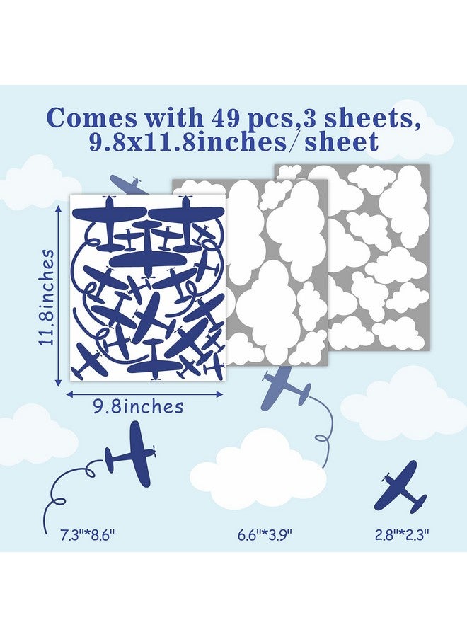 Barri Design Airplane Wall Stickers Aircraft Plane Wall Decals Peel and Stick White Cloud Wall Decals Removable Vinyl Clouds Wall Stickers Vehicle Decal for Boys Room Nursery Kids Bedroom Decor - Image 5