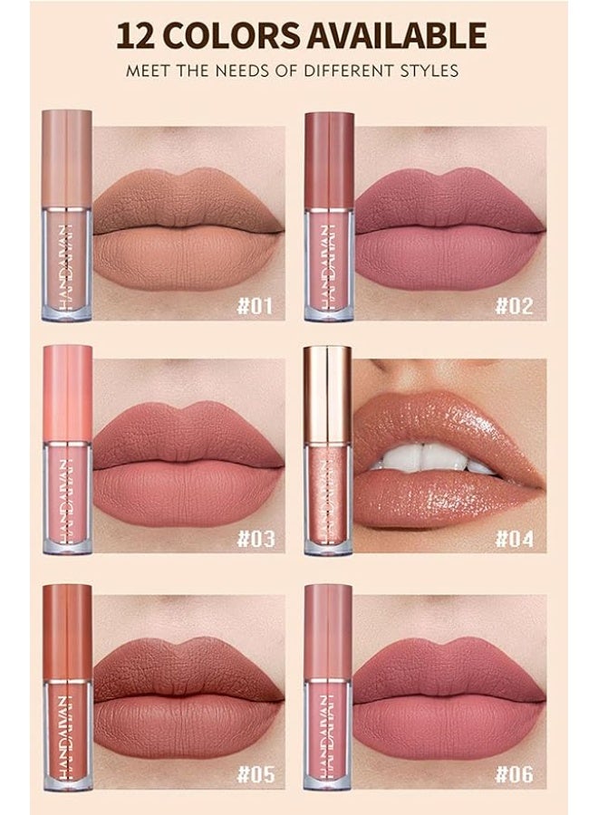 HANDAIYAN Lipstick Set Matte Liquid 12 Colors Long Lasting Waterproof for Women Highly Pigment Velvety Nude Super Stay Soft Hydrating & Lightweight Professional Moisturizing Makeup Lips Gift - Image 3