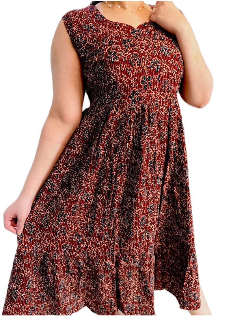 Generic Soft Cotton Maternity Dress With Adjustable Belt, Comfortable and stylish  - Image 2