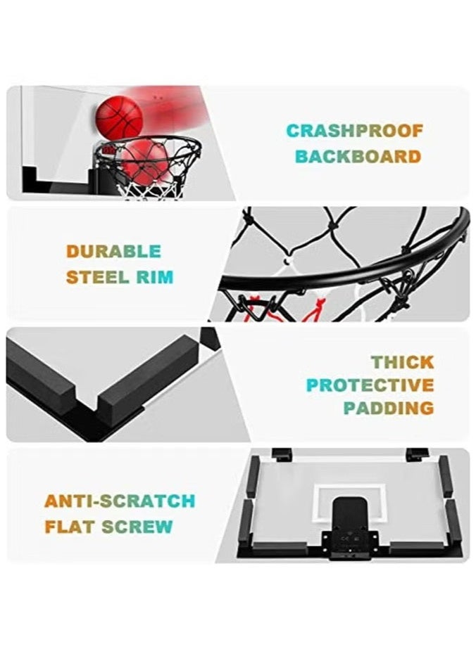 دنزوز طوق كرة السلة الداخلي للأطفال والبالغين غرفة كرة السلة طوق صغير مع لوحة النتائج الإلكترونية والكرات والبطاريات ألعاب كرة السلة - Image 3