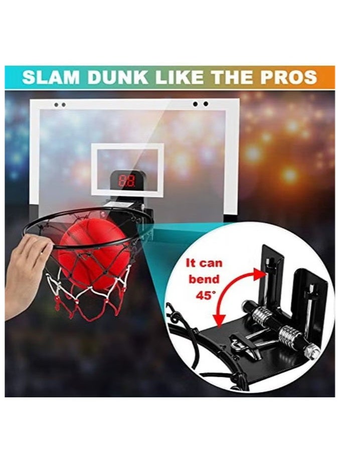 دنزوز طوق كرة السلة الداخلي للأطفال والبالغين غرفة كرة السلة طوق صغير مع لوحة النتائج الإلكترونية والكرات والبطاريات ألعاب كرة السلة - Image 5