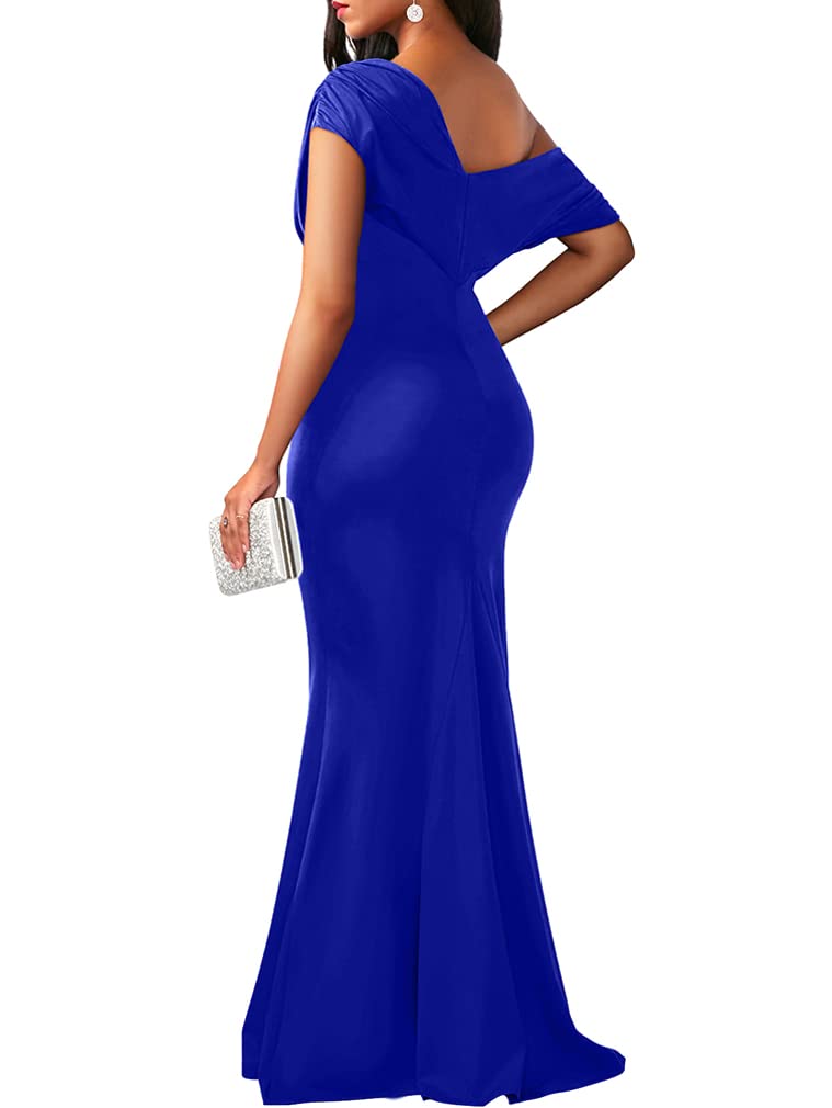 YMDUCH Women's Elegant Sleeveless Off Shoulder Bodycon Long Formal Party Evening Dress RoyalBlue - Image 2
