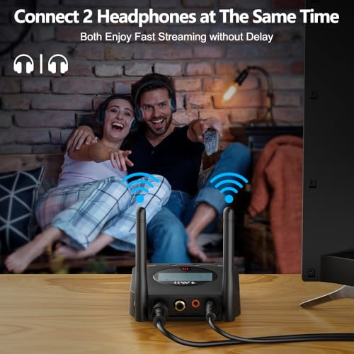 1Mii B06TX+ Long Range Bluetooth 5.2 Transmitter for TV/PC/Projector to 2 Wireless Headphones/Speakers, Bluetooth Adapter for TV w/Screen Display Plug n Play, aptX Low Latency & HD Audio - Image 5
