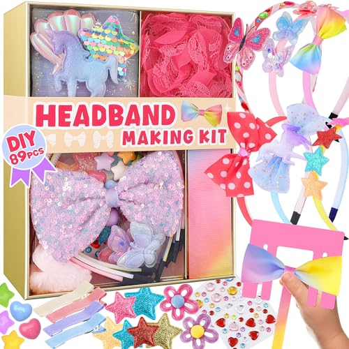 yasest Arts and Crafts Kit for Girls DIY Headband Making Kit for Girls 89pcs Fashion Hair Accessories Set Art Craft Gift for Kids 68 Ideal Gifts for 5 6 7 812 Year Old Girl - Image 1