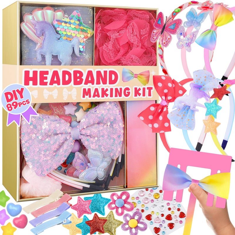 yasest Arts and Crafts Kit for Girls DIY Headband Making Kit for Girls 89pcs Fashion Hair Accessories Set Art Craft Gift for Kids 68 Ideal Gifts for 5 6 7 812 Year Old Girl - Image 2