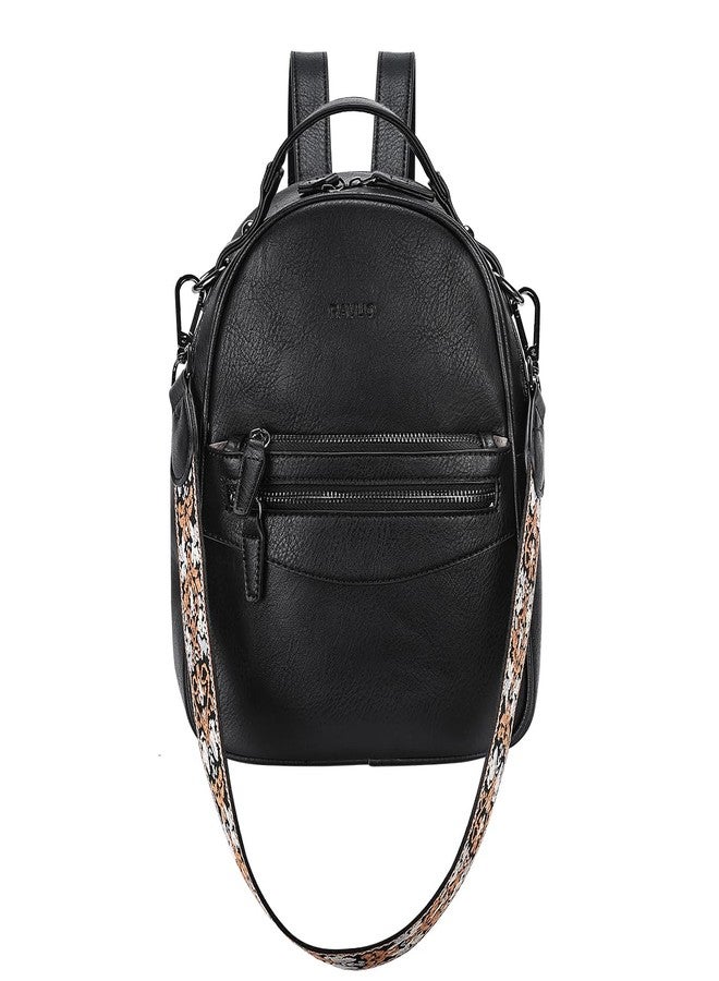 RAVUO Mini Backpack for Women, Small Leather Backpack Purse Fashion Handbag Convertible Ladies Trendy Shoulder Bag for Work,Travel,Black - Image 1