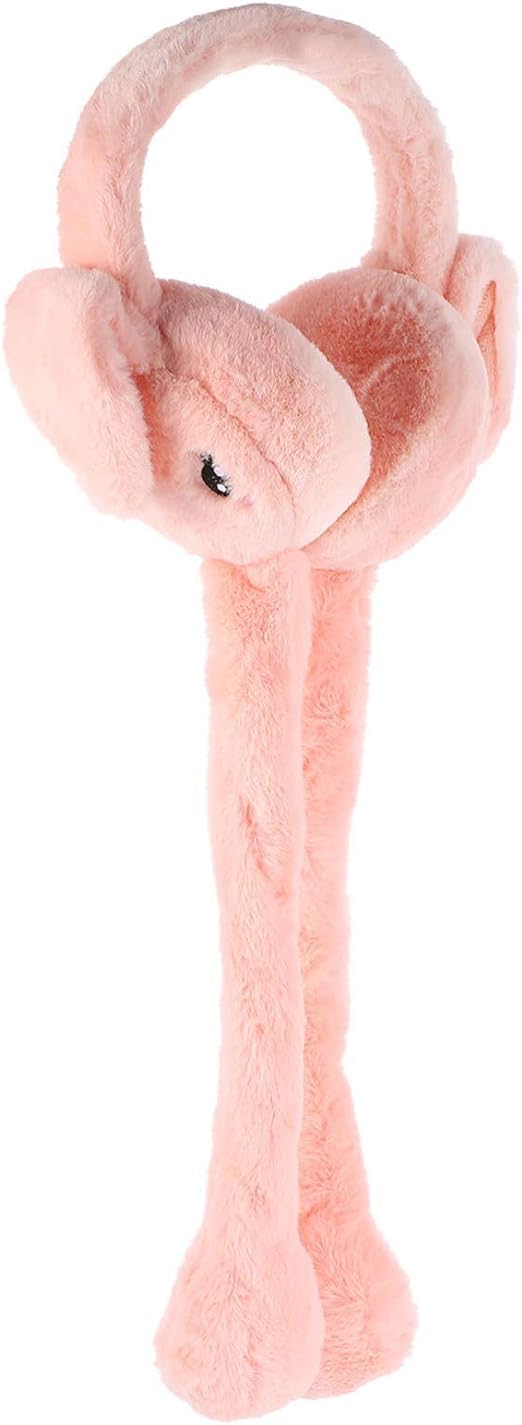 THE DDS STORE Women's Winter Plush Earwarmer Bunny Earmuffs with Moving Jumping Rabbit Ears Headbands Winter Ear Warmers for Women Girls (Peach) - Image 1
