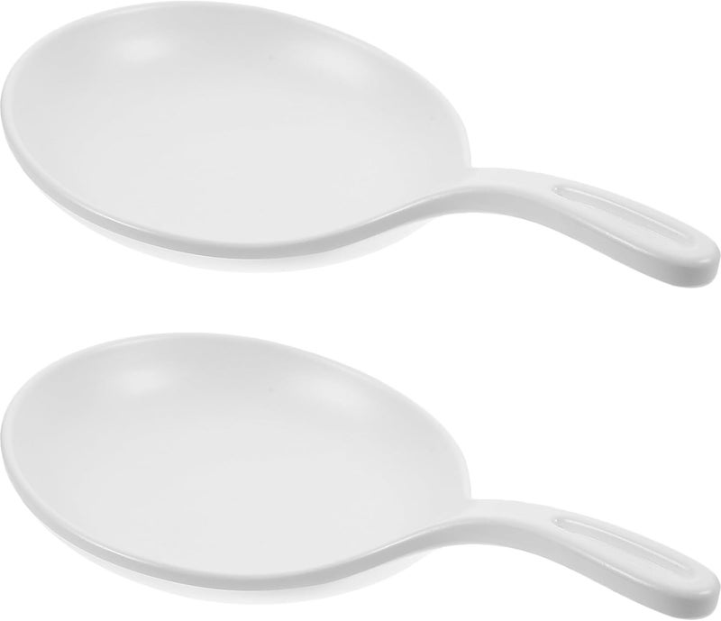 2pcs White Handheld Serving Plates with Handle, Large Lightweight Appetizer Tray for Salad, Pasta, Steak – Portable Food Dish for Entertaining and Dining - Image 1