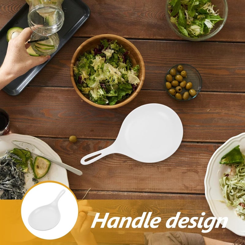 2pcs White Handheld Serving Plates with Handle, Large Lightweight Appetizer Tray for Salad, Pasta, Steak – Portable Food Dish for Entertaining and Dining - Image 5