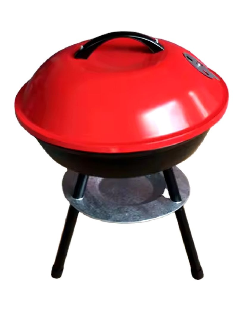 DIGI CORE Portable Charcoal Grill BBQ Grill Portable Barbecue Grill Small Grill For Outdoor Camping Picnic Backyard Patio 14 Inch Dual Vents for Temp & Charcoal Control Barbecue Grill With Lid Multicolor - Image 2