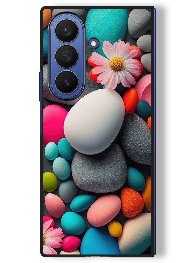 Theodor Case Compatible with Samsung Galaxy Z Fold 7 - 8 Inch Protection Shockproof Bumper Cover Colourful Stones - Image 1